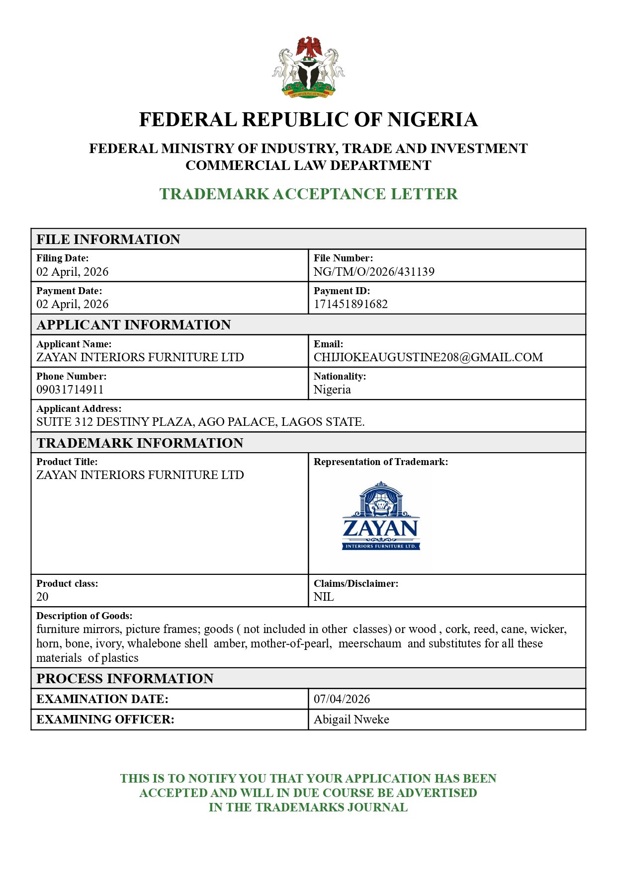 Trademark Certification